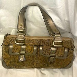 Fossil Tapestry Purse, Bag, Gold, Tan Shoulder Bag